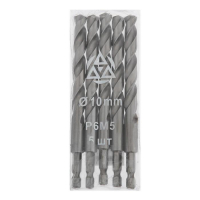 Сверло по металлу "Волжский инструмент", шестигр. хв., 10х133 мм, Р6М5, 5 шт., ГОСТ 10902-77 Сверло по металлу "Волжский инструмент", шестигр. хв., 10х133 мм, Р6М5, 5 шт., ГОСТ 10902-77