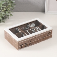 Шкатулка дерево 6 делений "Я люблю жизнь" коричнево-белая 15х24х7 см Шкатулка дерево 6 делений "Я люблю жизнь" коричнево-белая 15х24х7 см