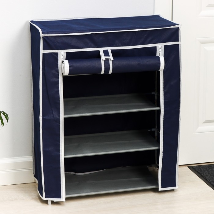 Обувница, 4 яруса, 57&times;28&times;72 см, цвет синий