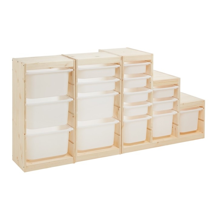 Стеллаж TROFAST-2, с контейнерами, Массив сосны