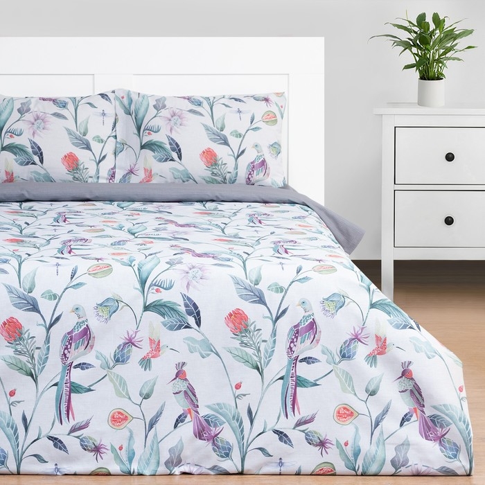 Постельное бельё Этель 1.5 сп &laquo;Тропический сад&raquo; 143х215 см, 150х214 см, 50х70 см -2 шт, поплин