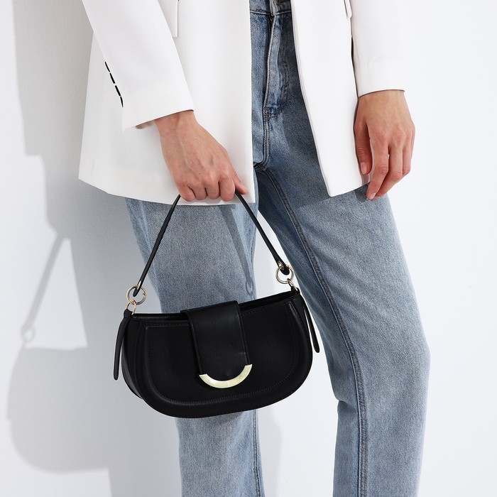 Сумка-багет на молнии, цвет чёрный