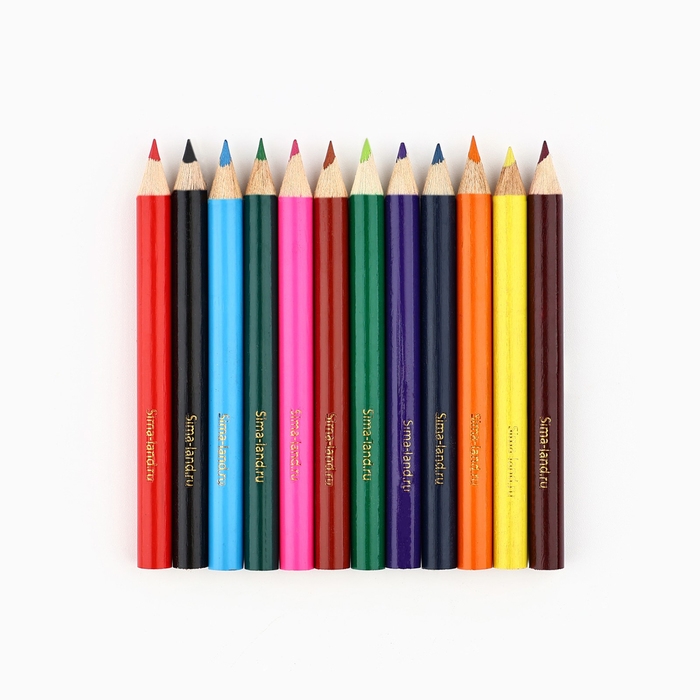 Цветные карандаши 12 цветов мини деревянные заточенные &laquo;1 сентября&raquo;