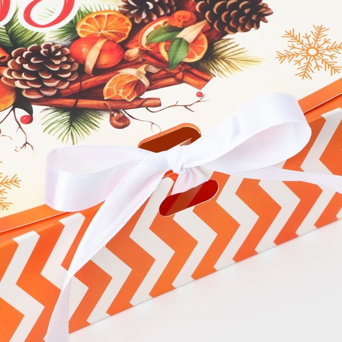 Новый год. Коробка подарочная новогодняя складная, упаковка, &laquo;С Новым Годом&raquo;, 20 &times; 18 &times; 5 см.