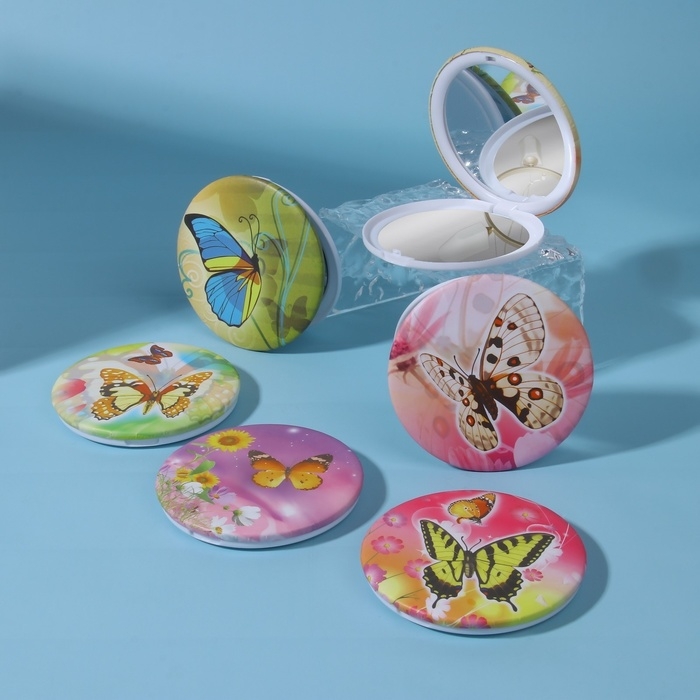 Зеркало складное &laquo;Бабочки&raquo;, d = 7,5 см, рисунок МИКС