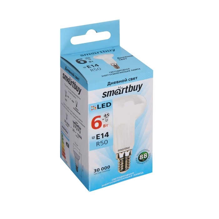 Лампа cветодиодная Smartbuy, R50, 6 Вт, E14, 4000 К, дневной белый свет