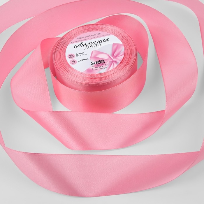 Лента атласная, 40 мм &times; 23 &plusmn; 1 м, цвет нежно-розовый №147