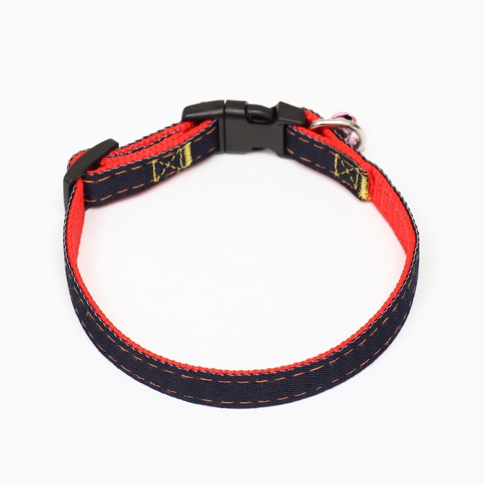Ошейник Ошейник "Джинс", красный подклад, 24-34 х 1,5 см