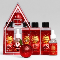 Новогодний подарочный набор косметики &laquo;Пряничный домик&raquo; для душа и ванны, красная серия
