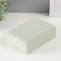 Шкатулка кожзам для украшений "Стёганная. Полоски" серо-зелёная 13х18х5,2 см Шкатулка кожзам для украшений "Стёганная. Полоски" серо-зелёная 13х18х5,2 см