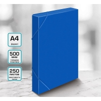 Папка-короб на резинке А4, 500мкм, Calligrata, корешок 25 мм, до 230 листов, тиснение "песок", синяя Папка-короб на резинке А4, 500мкм, Calligrata, корешок 25 мм, до 230 листов, тиснение "песок", синяя