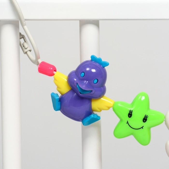 Растяжка на коляску/кроватку &laquo;Цыпленок, зайчик, обезьянка&raquo;, 3 игрушки, цвет МИКС, Крошка Я