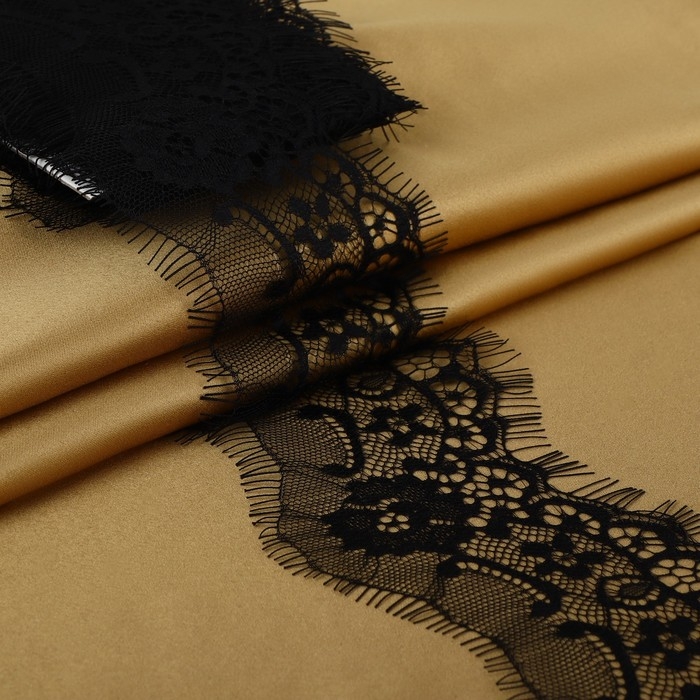 Кружево реснички, 75 мм &times; 9 &plusmn; 0,5 м, в бобине 3 шт по 3 м, цвет чёрный