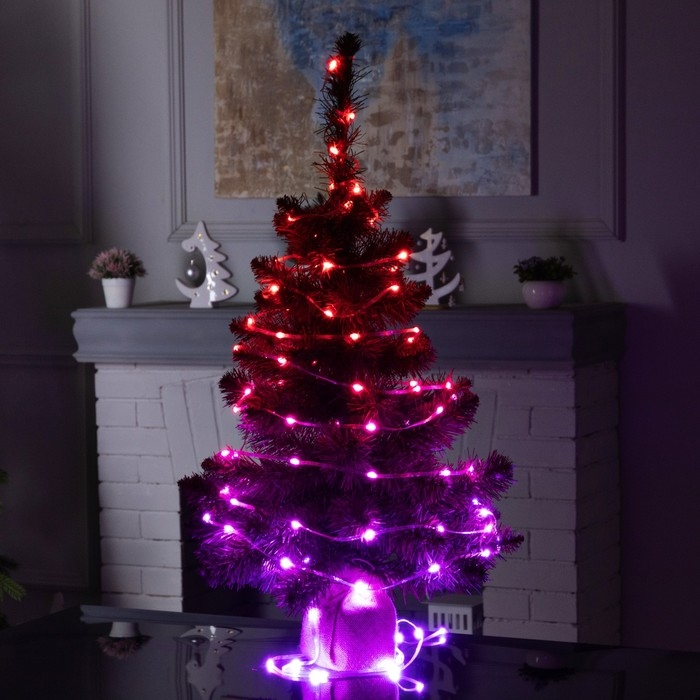 Умная гирлянда &laquo;Нить&raquo; 20 м роса, IP44, серебристая нить, 200 LED, управление с приложения, свечение RGB, USB