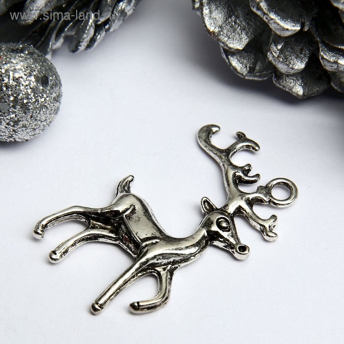 Декор для творчества металл Декор для творчества металл "Олень - серебряное копытце" серебро 2,3х3,7 см