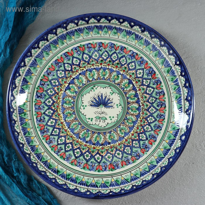Ляган Риштанская Керамика Ляган Риштанская Керамика "Узоры", 36 см, синий
