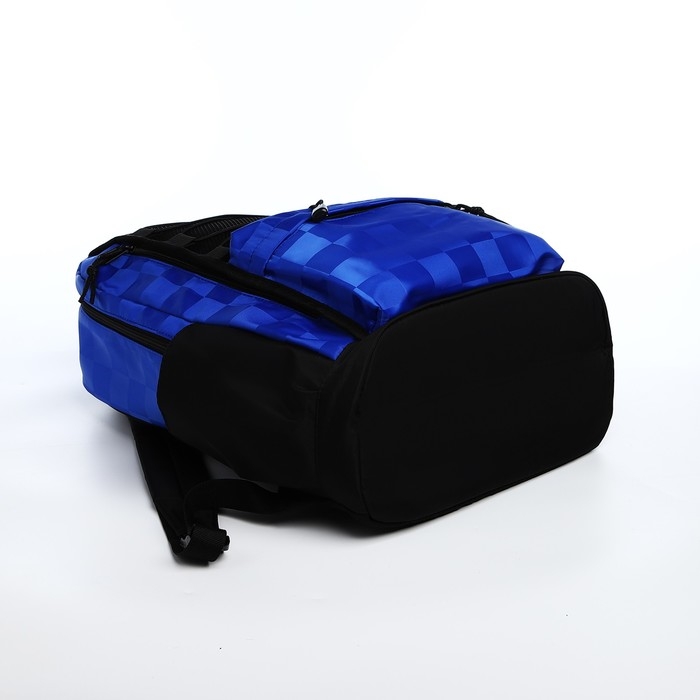 Рюкзак школьный из текстиля, 6 карманов, цвет белый/синий Рюкзак школьный из текстиля, 6 карманов, цвет белый/синий