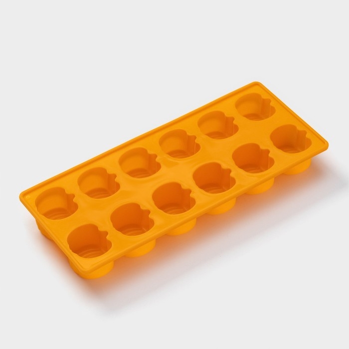 Форма для конфет и шоколада Доляна &laquo;Тыковка&raquo;, силикон, 23&times;9,5&times;2,4 см, 12 ячеек (3,2&times;3,3 см), цвет оранжевый