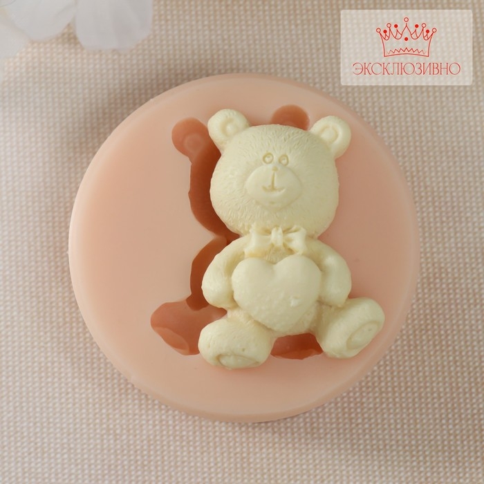 Молд силикон Молд силикон "Мишка с сердечком" 4,3х3х1,3 см