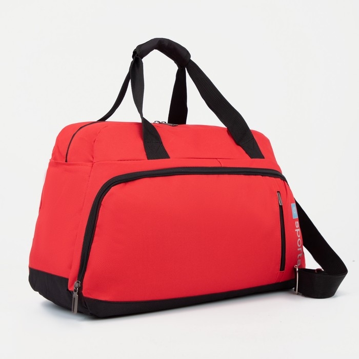 Сумка спортивная на молнии, 2 наружных кармана, средний размер, цвет красный Сумка спортивная на молнии, 2 наружных кармана, средний размер, цвет красный