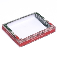 Новый год. Коробка сборная крышка-дно с окном, "Скандинавия", 26 х 21 х 4 см.