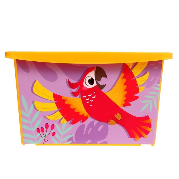 Ящик для игрушек, с крышкой, &laquo;Веселый зоопарк&raquo;, объём 30 л, цвет жёлтый