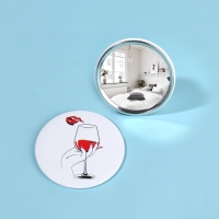 Зеркало карманное &laquo;WINE NOT&raquo;, d = 7,5 см, рисунок МИКС