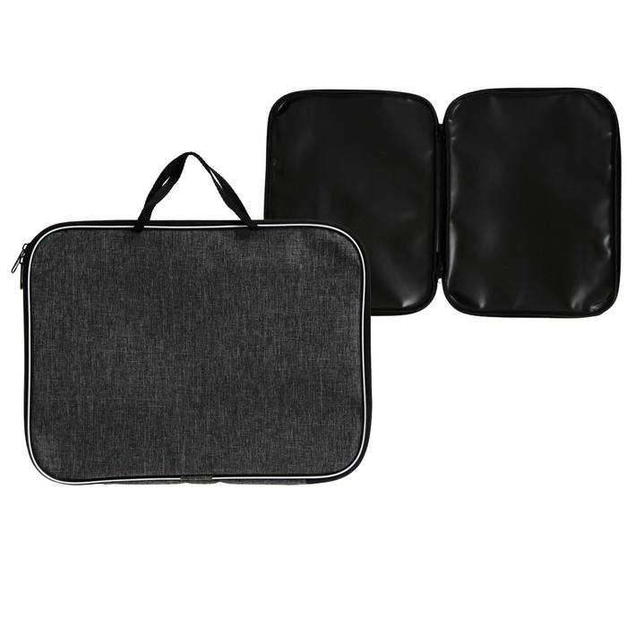 Папка с ручками текстильная А4, Calligrata Папка с ручками текстильная А4, Calligrata "Офис", для бумаг, для офиса, нейлон 600D, лён, серая, ПМ/1, 350 х 270 х 20 мм