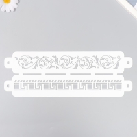 Трафарет бордюрный пластиковый "Узоры" пластик, 11х32 см Трафарет бордюрный пластиковый "Узоры" пластик, 11х32 см