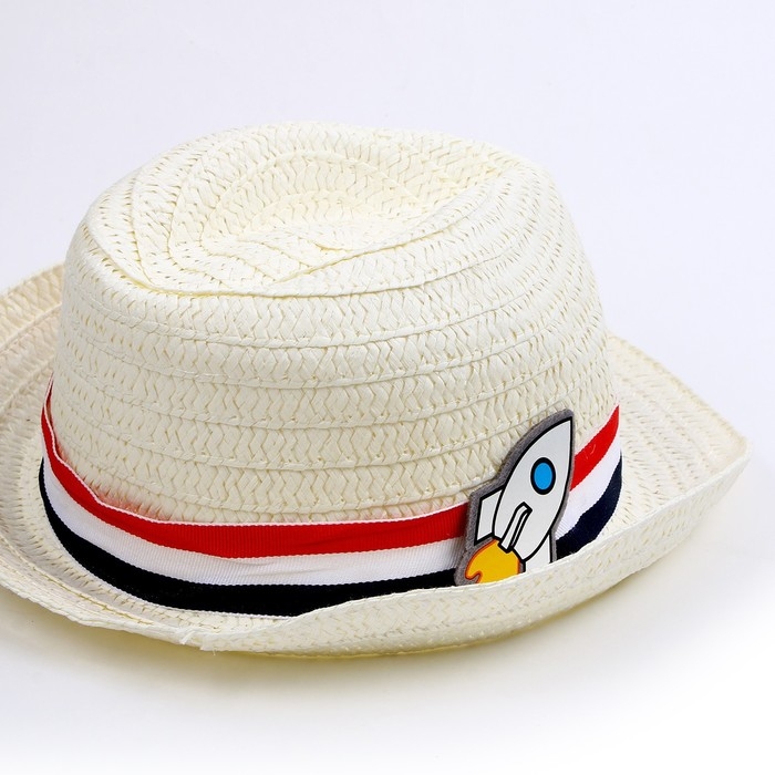Панама соломенная детская для мальчика &laquo;Ракета&raquo;,микс, р-р 52-54