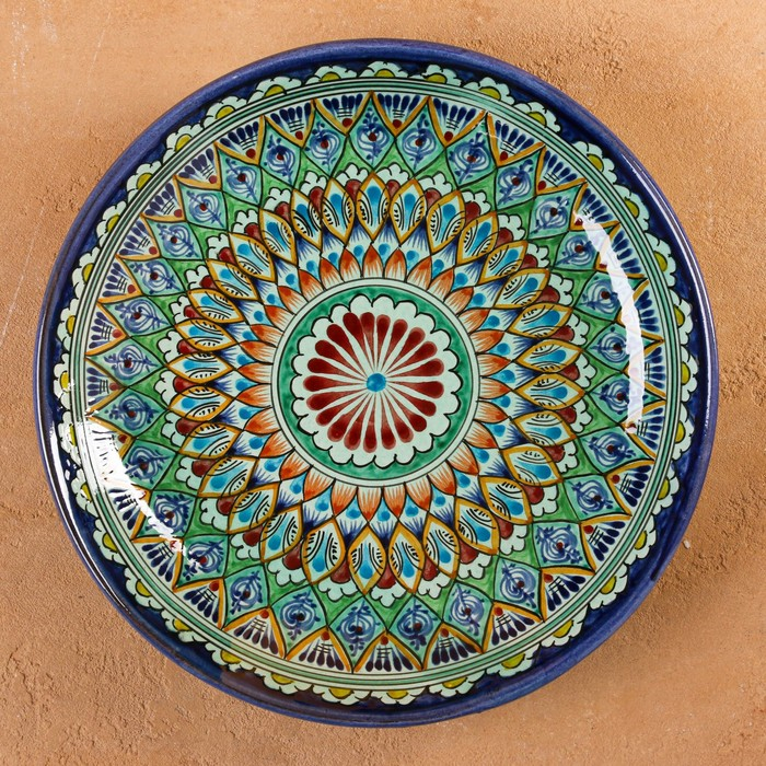 Ляган Риштанская Керамика Ляган Риштанская Керамика "Узоры", 25 см, синий