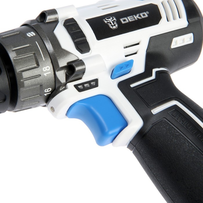 Дрель-шуруповерт DEKO GCD12DU3 SNOW WHITE SET1, 12 В, Li-Ion, 32 Нм, 1.5 Ач, 400/1500 об/мин