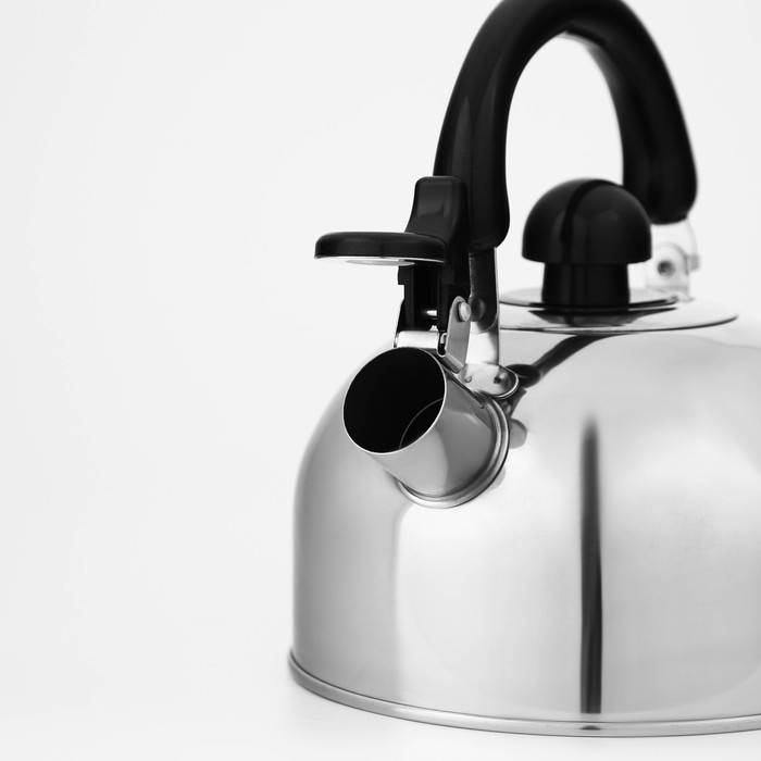 Чайник со свистком из нержавеющей стали Доляна «Чёрная ночь», 2 л, индукция, цвет хромированный Чайник со свистком из нержавеющей стали Доляна «Чёрная ночь», 2 л, индукция, цвет хромированный