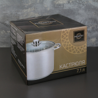 Кастрюля из нержавеющей стали Magistro Grande, 7,1 л, металлическая крышка, капсульное дно, индукция Кастрюля из нержавеющей стали Magistro Grande, 7,1 л, металлическая крышка, капсульное дно, индукция
