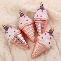 Ёлочная игрушка "Рожок мороженого" (набор 4 шт) 4,5х10 см Ёлочная игрушка "Рожок мороженого" (набор 4 шт) 4,5х10 см