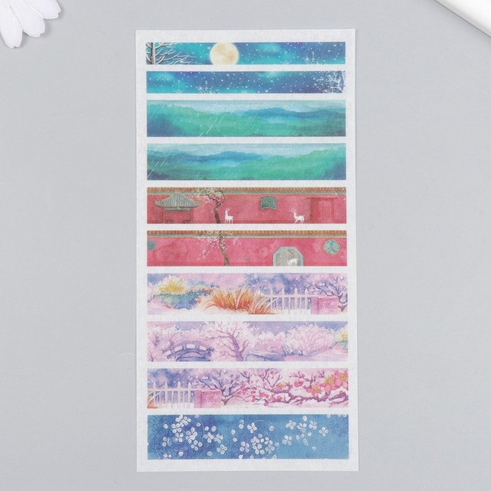 Наклейки для творчества бумага Наклейки для творчества бумага "Пейзаж" набор 3 листа 10х20 см