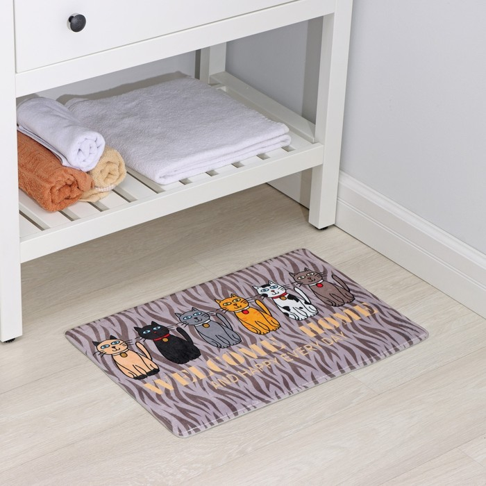 Коврик для ванной и туалета Доляна «Кошки», 40×60 см Коврик для ванной и туалета Доляна «Кошки», 40×60 см