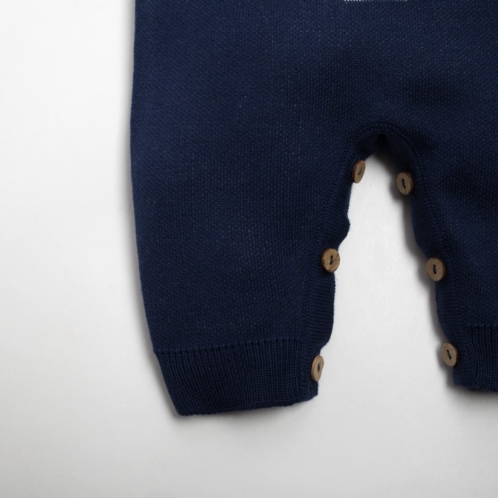 Комбинезон вязаный Крошка Я &laquo;Мишка&raquo; рост 62-68 см, цвет синий