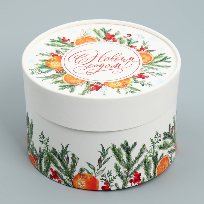 Набор шляпных коробок 3 в 1 &laquo;Акварельный&raquo;, 16 х 10, 14 х 9, 13 х 8.5 см, Новый год