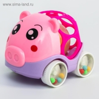 Машинка - погремушка &laquo;Зоо&raquo;, с эластичными элементами, виды МИКС, Крошка Я