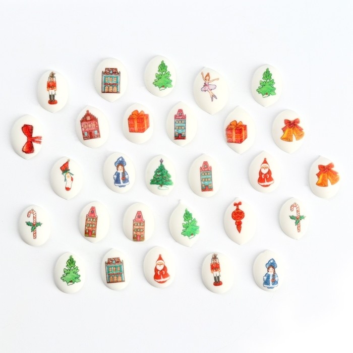 Посыпка медальоны сахарная с картинкой микс: &laquo;Новый год&raquo;, для декора капкейков, торта, напитков, 20 гр