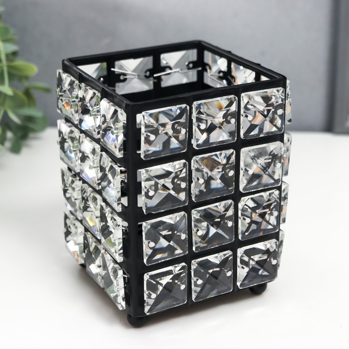 Подсвечник металл на 1 свечу Подсвечник металл на 1 свечу "Кристаллы" прямоугольник чёрный 12х10х10 см