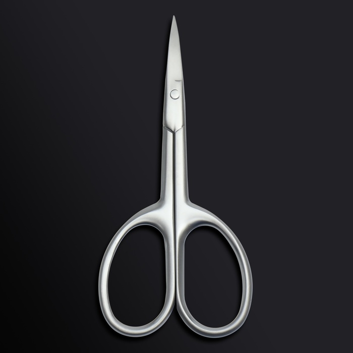 Ножницы маникюрные &laquo;Premium satin&raquo;, узкие, загнутые, матовые, 9,6 см, цвет серебристый