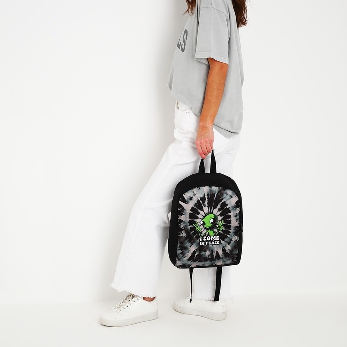 Рюкзак школьный текстильный &laquo;Инопланетянин&raquo;, 38х14х27 см, цвет чёрный