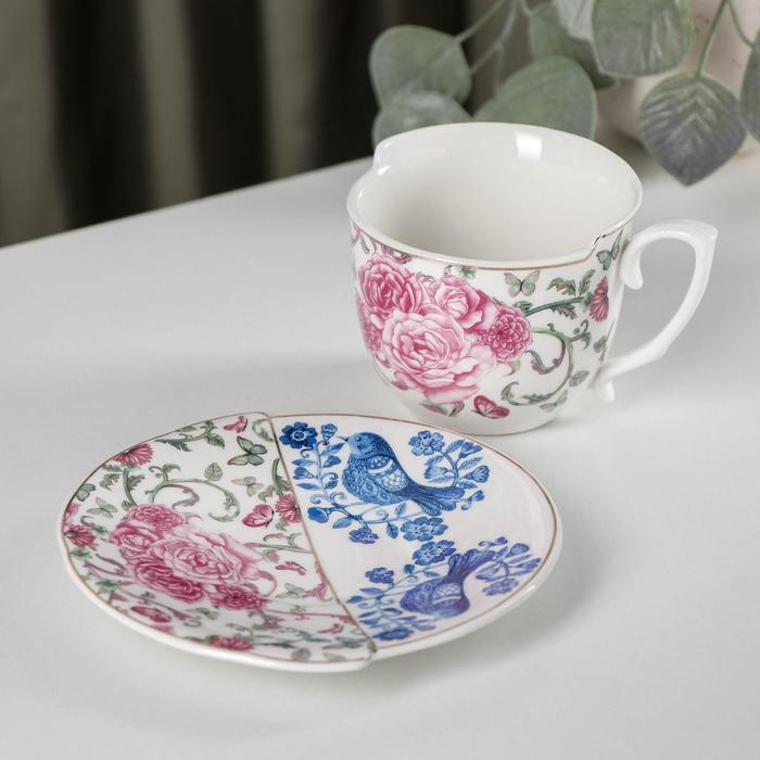 Чайная пара фарфоровая &laquo;Дабл&raquo;, чашка 240 мл, блюдце d=13,5 см