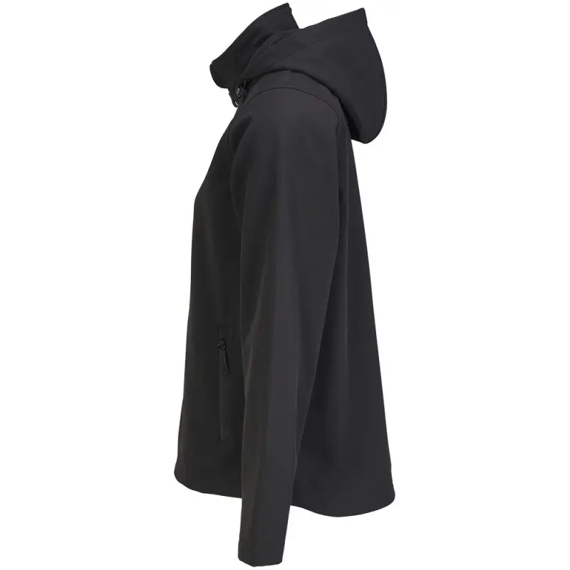 Куртка софтшелл с капюшоном женская Race Women, черная, размер S