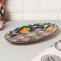 Блюдо Риштанская Керамика "Атлас", 29,5 см, разноцветное, овальное Блюдо Риштанская Керамика "Атлас", 29,5 см, разноцветное, овальное