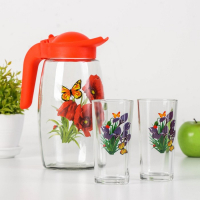 Набор питьевой &laquo;Букеты&raquo;, 3 предмета: кувшин 1,7 л, стаканы 230 мл, 2 шт, рисунок МИКС