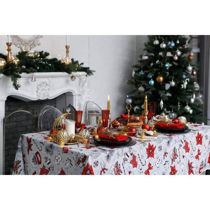 Скатерть новогодняя Доляна &laquo;Новогоднее настроение&raquo; 250х149 см, 100% хлопок, 164 г/м2