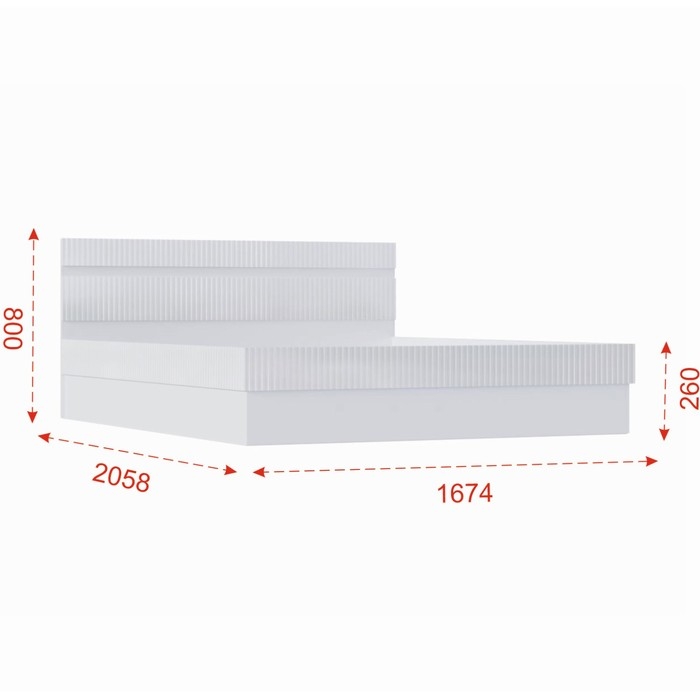 Кровать двуспальная Оливия с ПМ 160х200, 1674х2058х800, Белый/Белый глянец Кровать двуспальная Оливия с ПМ 160х200, 1674х2058х800, Белый/Белый глянец
